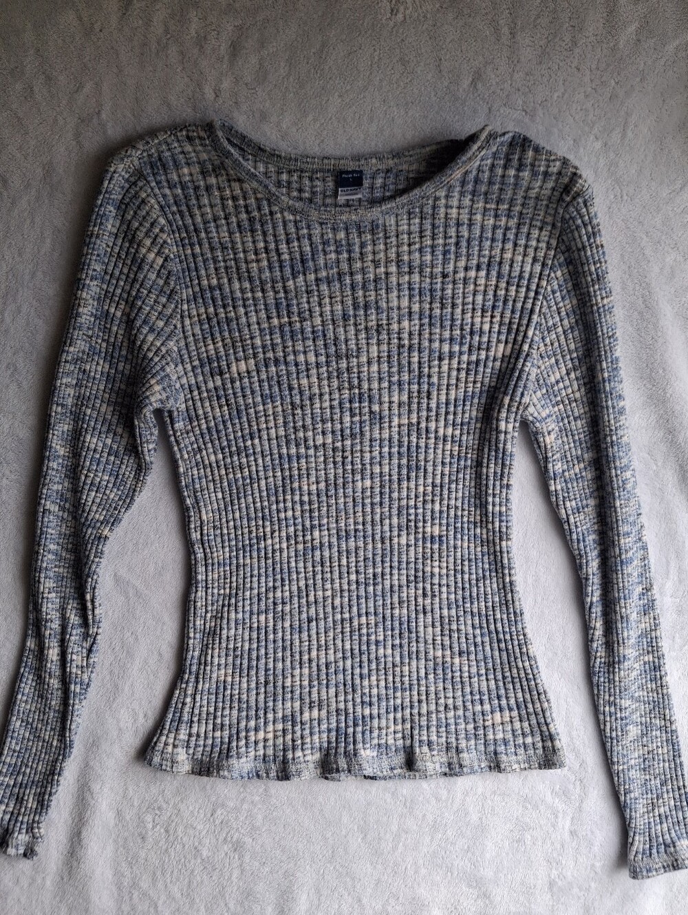 Classic Ribbed Long-Sleeve Top - Blue Cream Blend